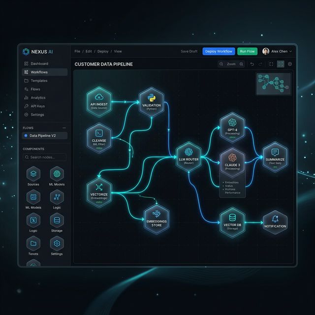 Vista del orquestador de Hexa mostrando la traza de ejecución paso a paso
